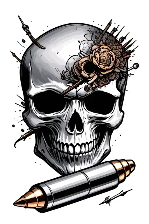 Skull Head Bullet Heading Towards Skull