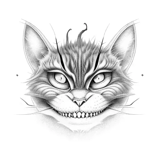 Cheshire Cat Face Made Out Of Tree Branches