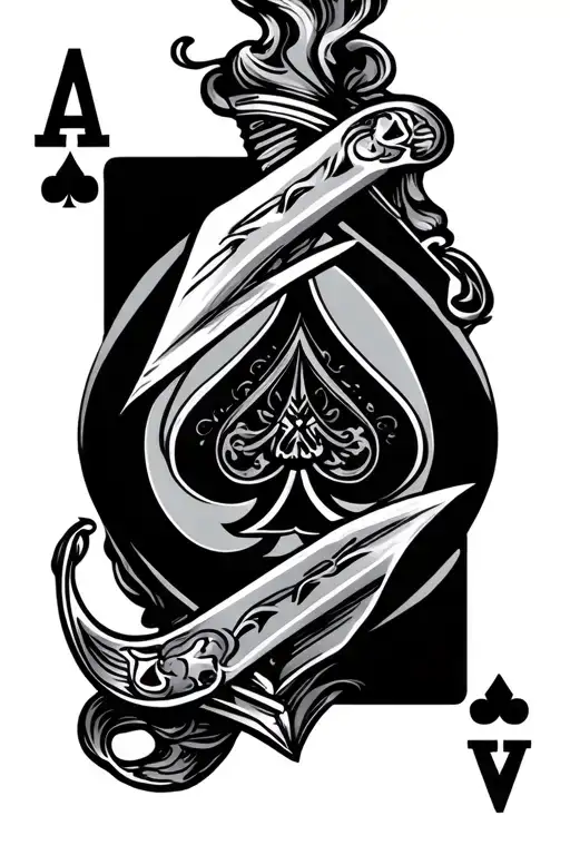 Ace Of Spades With Smoke And A Sword