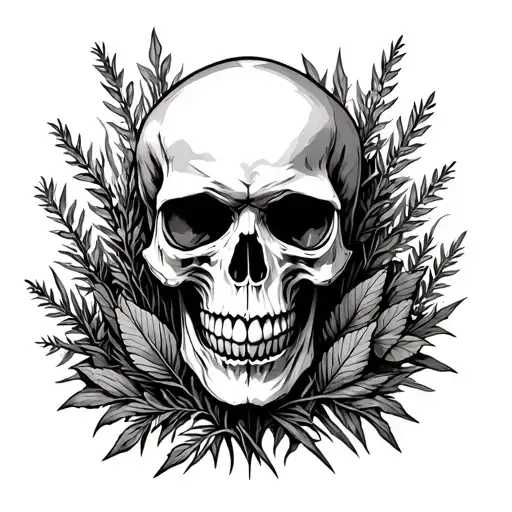 Skull Facing Forward With Wisconsin Native Weeds Growing Around It