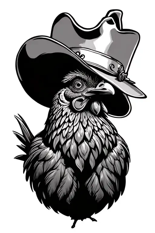 Henna Chicken Wearing A Cowboy Hat