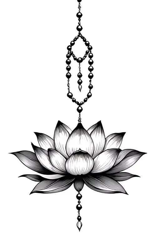 Mandala Lotus Flower With Beaded Rosary Entangled