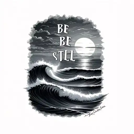 Sunset With Waves With Be Words Be Still