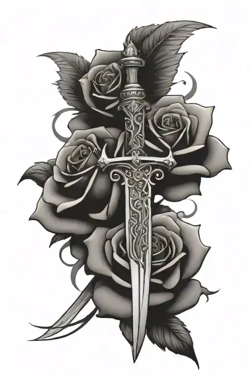 Sword With Wings Stabbing Rose