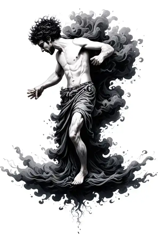 Guy Levitating Soul Leaving His Body Surrounded By Dark Smoke