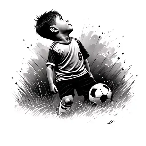 Littl Boy Looking Up At His Soccer Dreams Come True