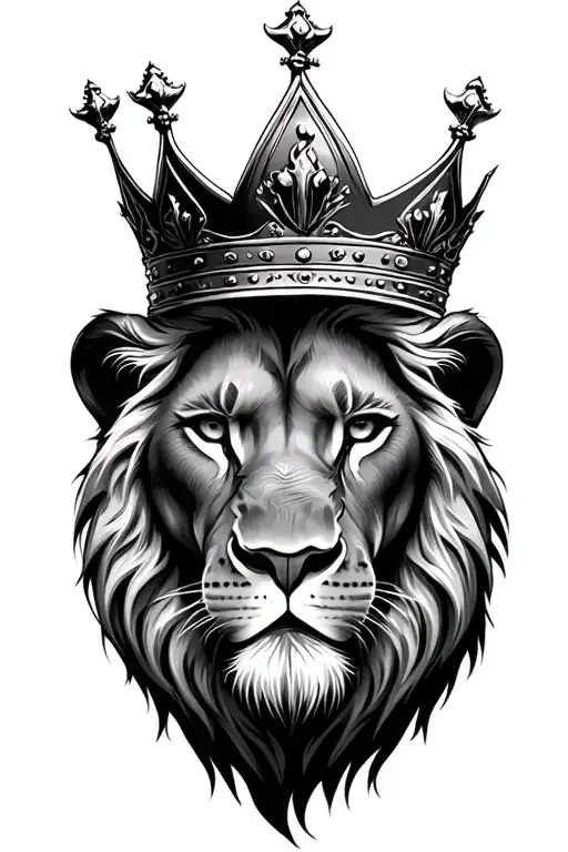 Realistic Lion Face With Crown