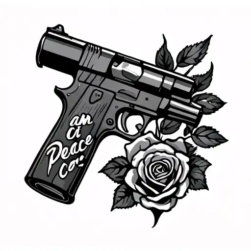 Awp With A Rose Coming Out Of The Barrel And The Text I Am At Peace Writen On The Awp
