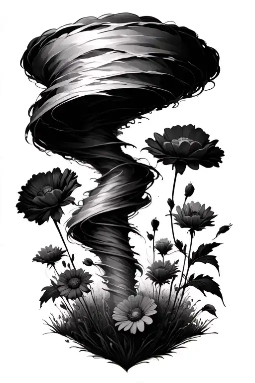Tornado In Field Of Flowers Blooming
