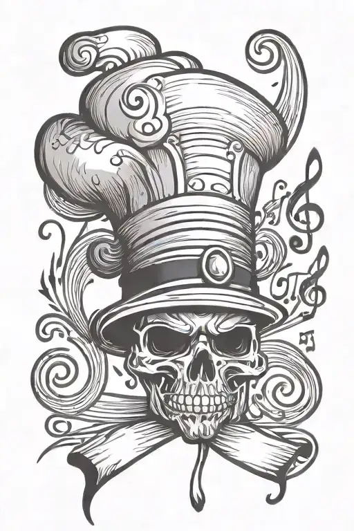 Design A Tattoo Of A Chef Hat With Musical Notes As The Design