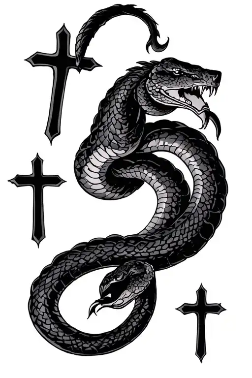 Bible Passage With Serpent With Crosses Of God