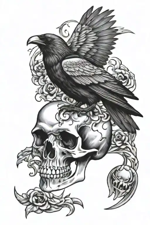 Raven On A Skull