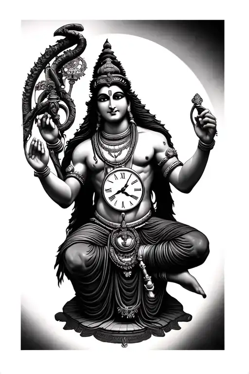 Lord Shiva And Clock Embedded