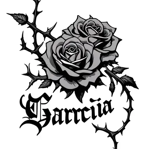 Garcia Script With Roses And Thorns