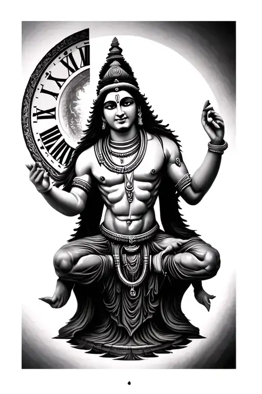 Lord Shiva Face And Clock