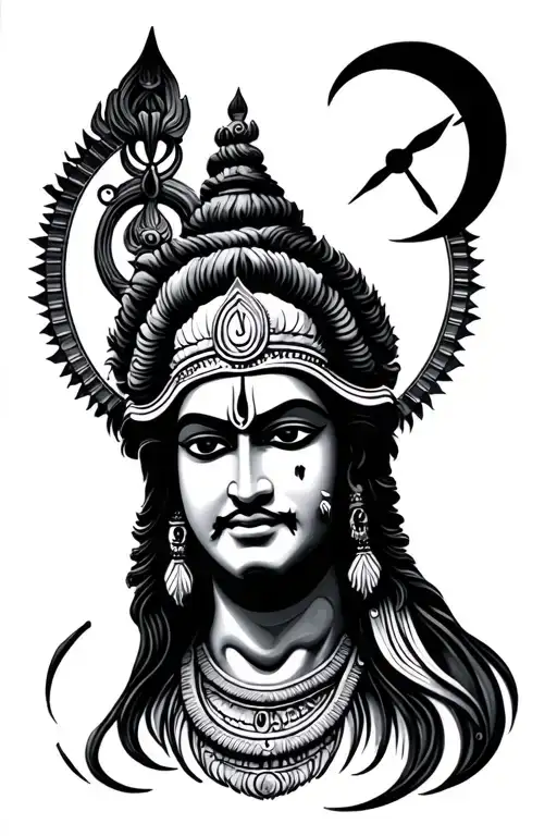 Lord Shiva Face And Clock