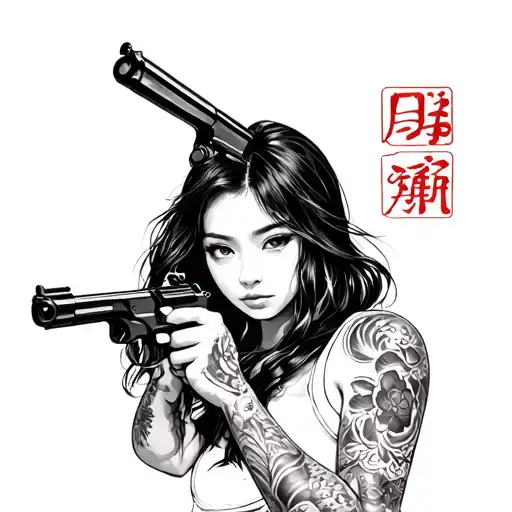 Japanese Girl With Gun