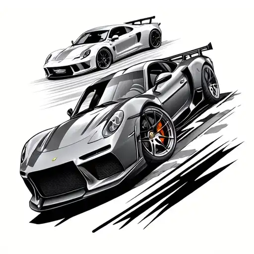 Tattoo Of Different Sports Cars