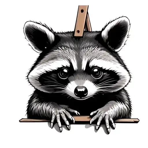 Frog Painting A Picture On An Easel Of A Raccoon