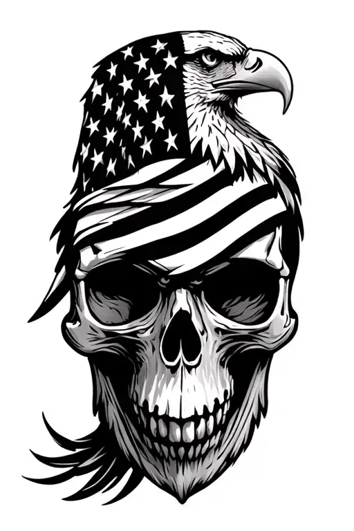 Eagle American Flag Skull