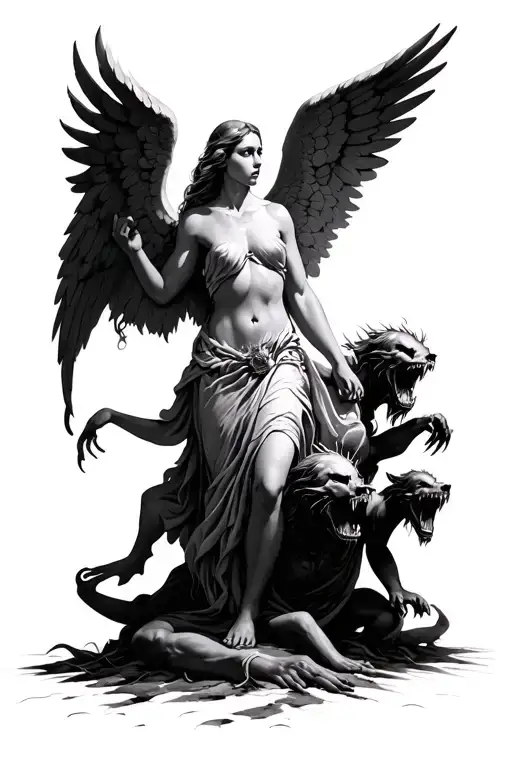 Angel Stepping On Demons That's As Big