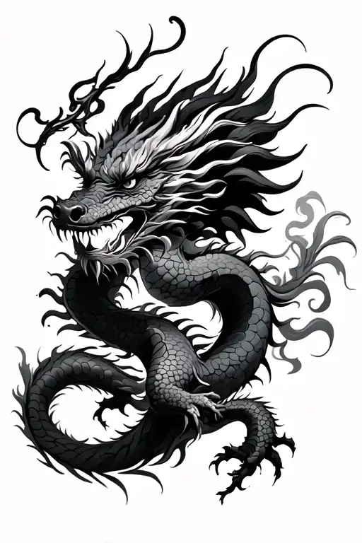 Japanese Dragon With Lyrical Pattern