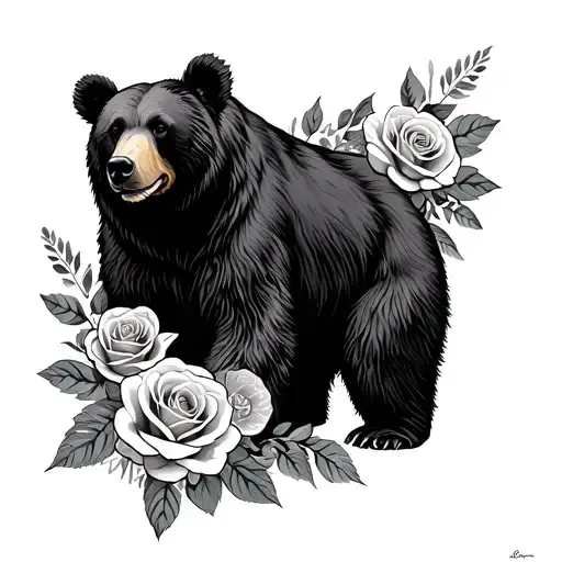 Momma Bear With Roses