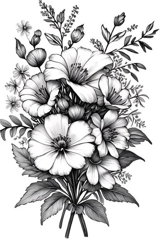 Birth Flower Bouquet For Feburay June September August October December