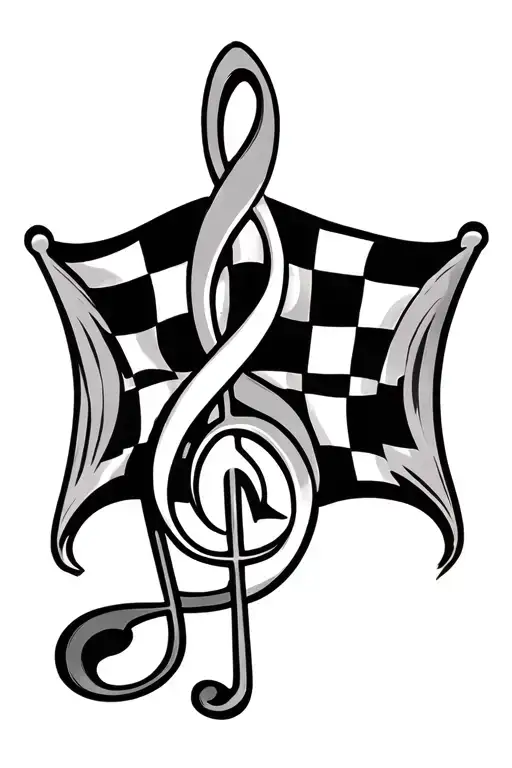 Celtic Checkered Flag And Music Clef Merging Together To Form
