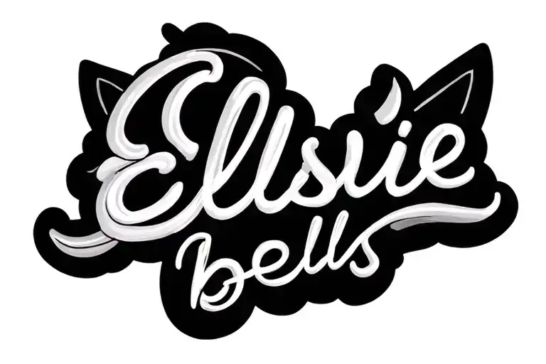 Elsie Bells Written In Cursive With Cat Ears Outline