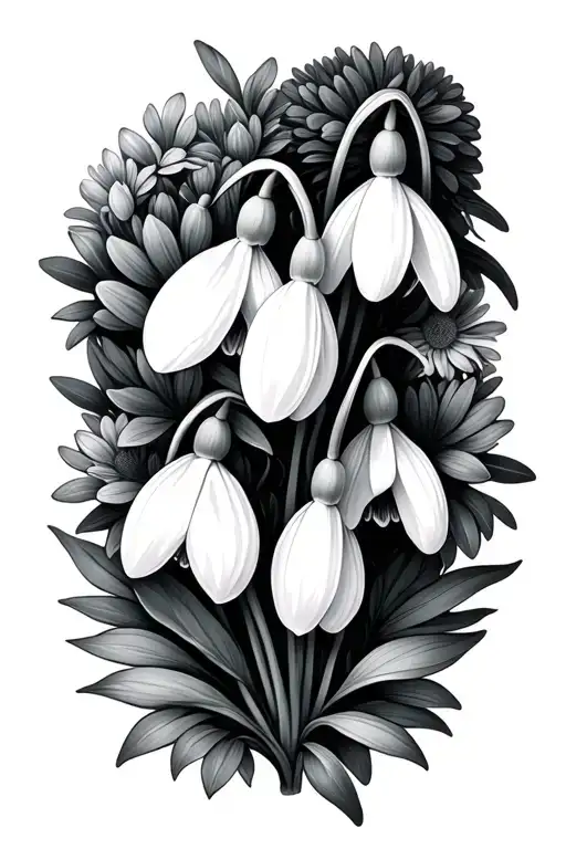 Snowdrop And Aster Flowers