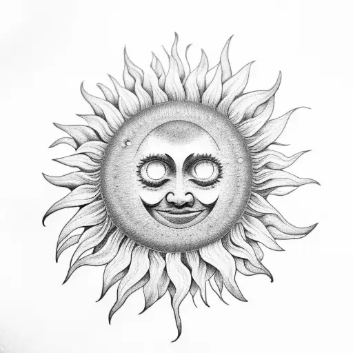 Sun And Moon In A Sunflower