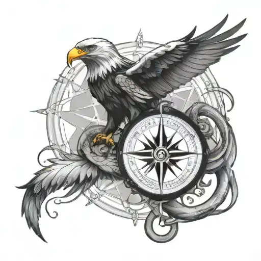 Compass With Eagle And A Snake Intertwined