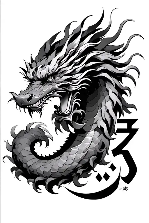 Japanese Dragon With Arabic Letters