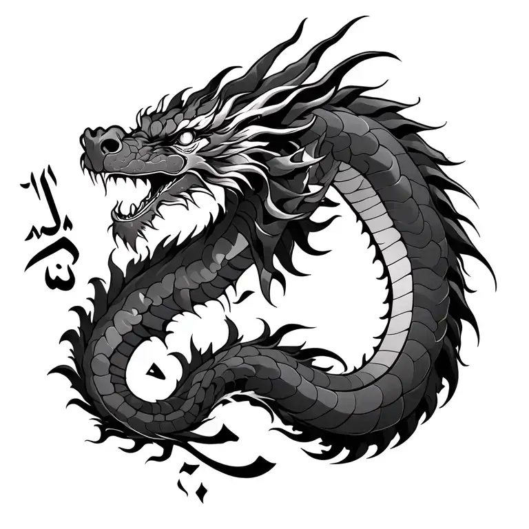 Japanese Dragon With Arabic Letters Ornament