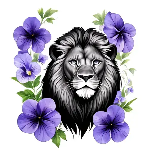 Violets With A Lion