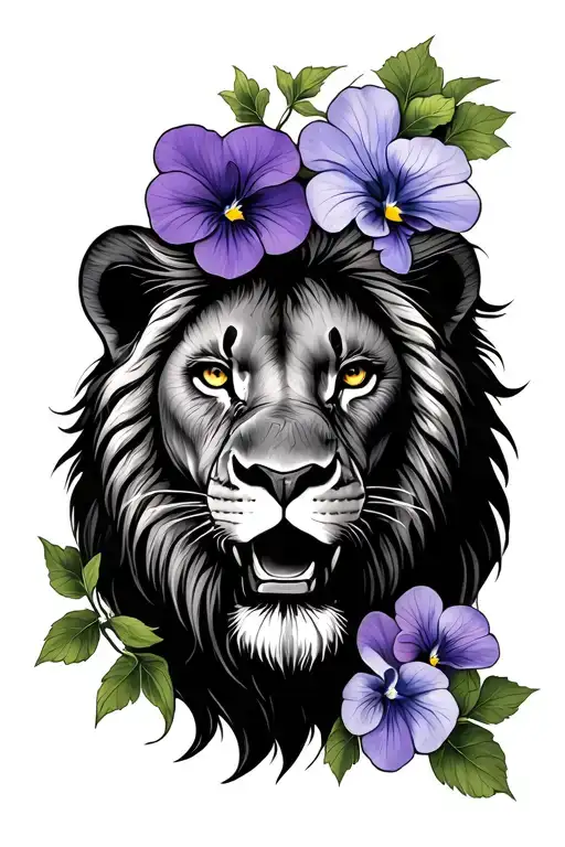 Violets With A Lion