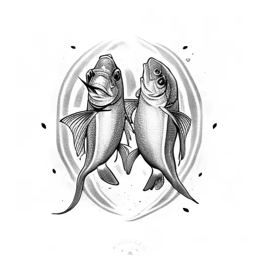 Twin Fish With Pisces Symbol