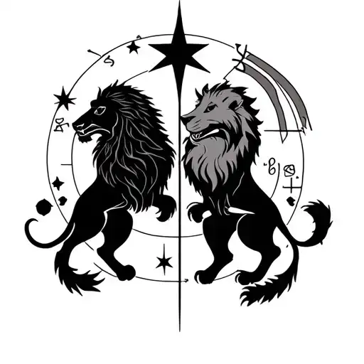 Astrological Sign Leo And Cancer With Star And Nulero 13