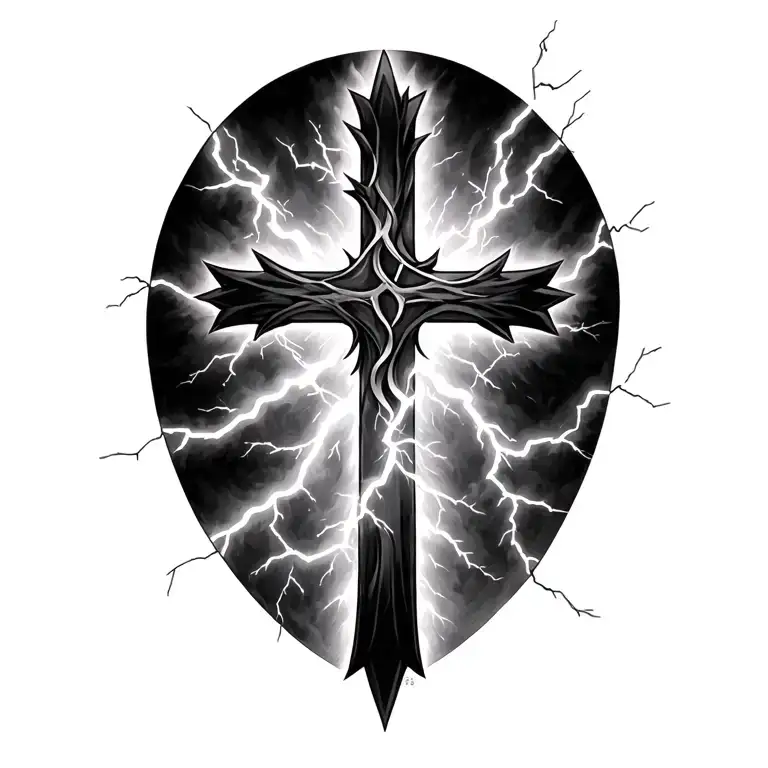 Cross And Lightning Storm