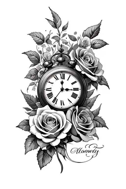 Roses And Clock With Name Sleeve