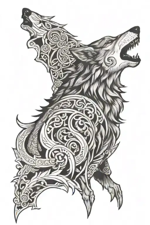 Wolf And Aegishjalmur Symbol