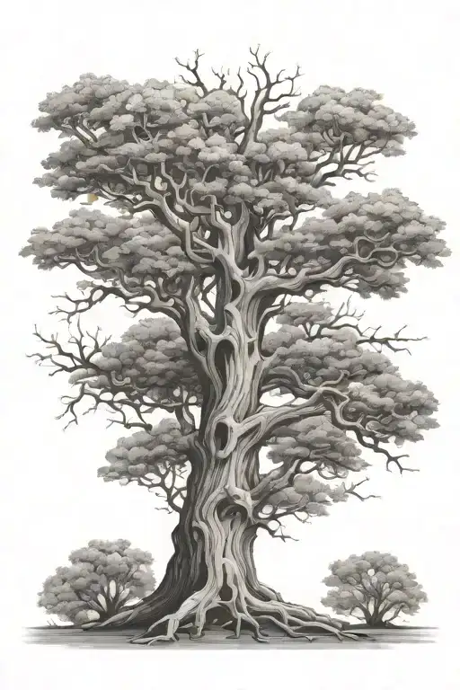 Oak And Gum Tree Intertwined