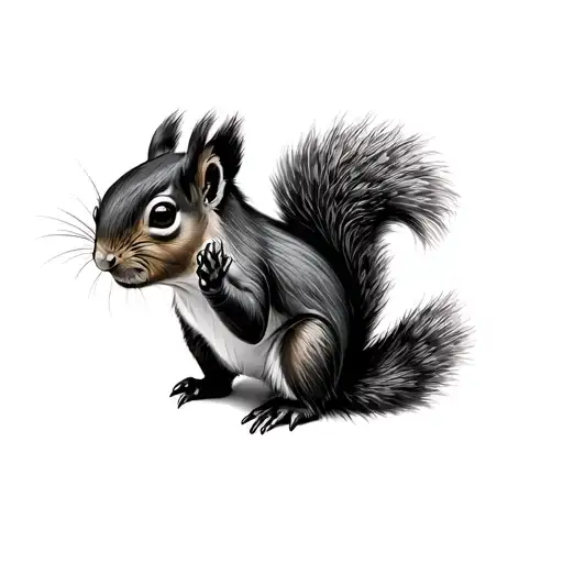 Red Squirrel Line Drawing Side Profile Space Themed