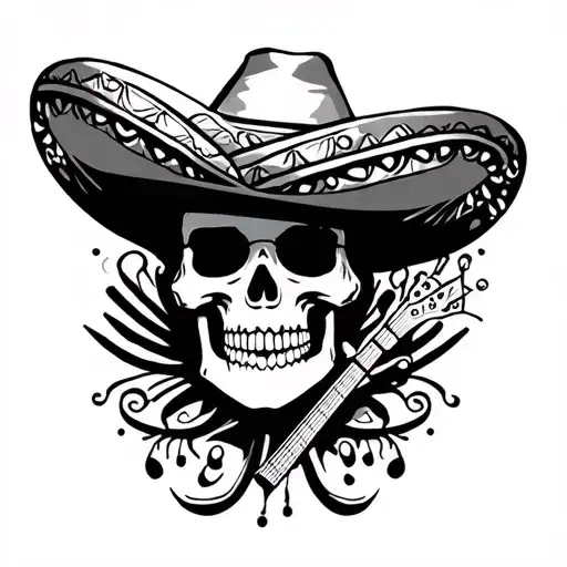 Mexican Skeleton Sombrero Guitard
