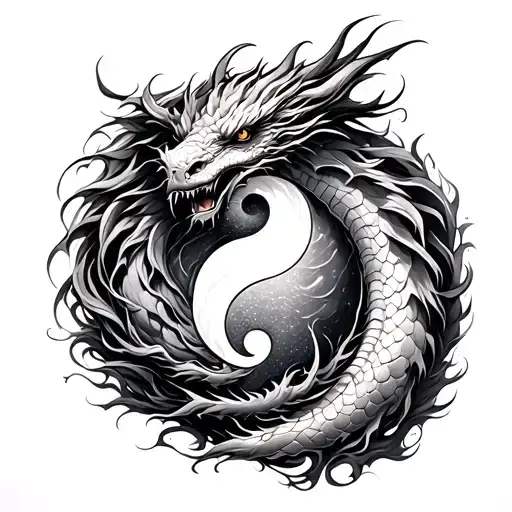 2 Dragon Yin Yang Symbol Formed