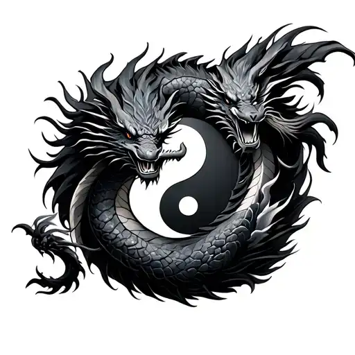 2 Dragon Yin Yang Symbol Formed One God