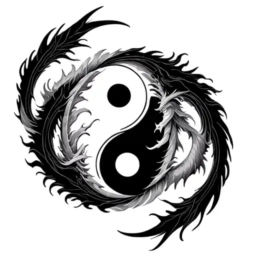 2 Dragon Yin Yang Symbol Formed One God Symbol In Alchemy