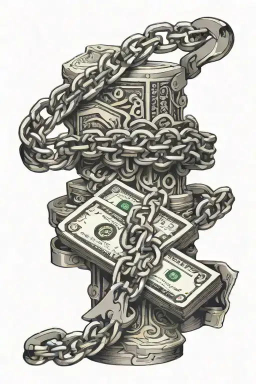 Kurapika Judgment Chains Wrapping Stack Of Money