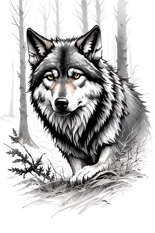 Wolf In The Woods Surrounded